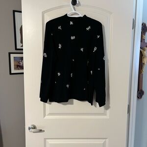 Chico's Black Sweater with Rhinestone Embellishments